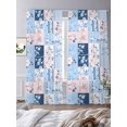 thumbnail image 4 of Pink Floral Blue Semi Sheer Curtains 84 Inch Length 2 Panels Set, Farmhouse Botanical Vintage Leaves Sheer Kitchen Curtain Privacy Voile Window Curtain for Living Room Bedroom Rod Pocket Drapes, 4 of 7