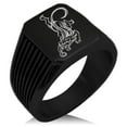 thumbnail image 1 of Stainless Steel Striking Tiger Needle Stripe Pattern Biker Style Polished Ring, 1 of 1