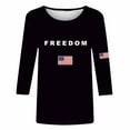 thumbnail image 4 of Freedom Shirt for Women, Women's Freedom Tshirt Unisex Crewneck 3/4 Sleeve Letter Print Graphic Tees Shirts, 4 of 4