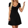 thumbnail image 6 of Lace Mini Dress Cap Sleeve Tie Front Square Neck A Line Cute Short Graduation Dresses for Women 2026 Summer, 6 of 7