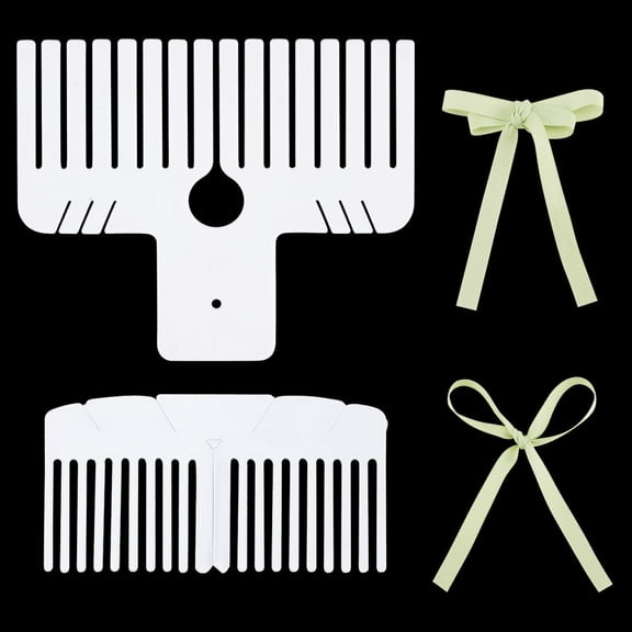 2Pcs 2 Style Plastic Bowknot Knitting Tools for Bow Maker DIY Rectangle White 6.85~15x12.5~17.5x0.15~0.2cm 1pc/style