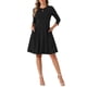 thumbnail image 2 of Vestido de Cuello Redondo INSPIRE CHIC para Mujer, Manga 3/4, Plisado, Corte A, Casual y Elegante, Color Negro, 2 of 6
