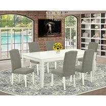 East West Furniture Dining Room Set Linen White, LGEN7-LWH-06
