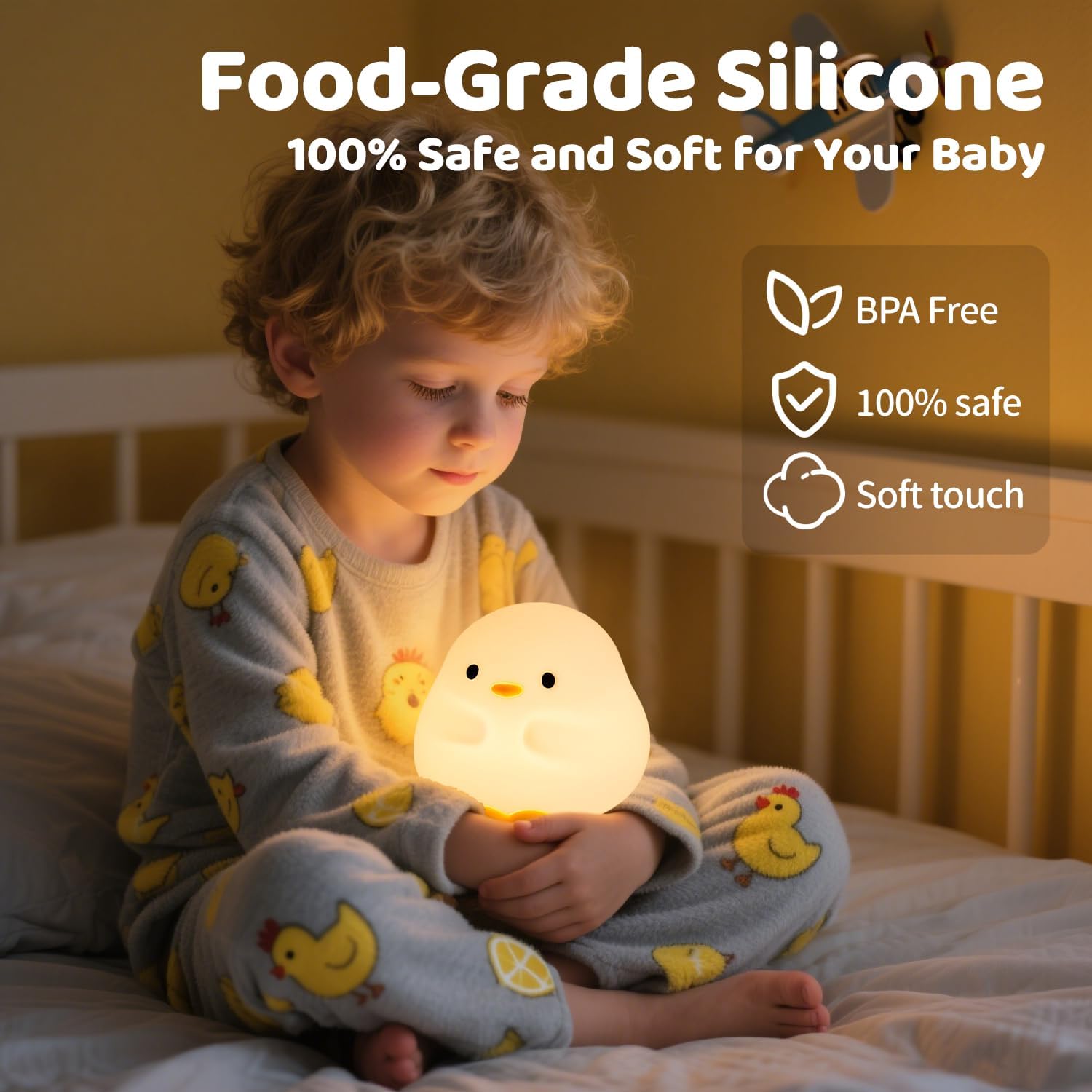 Duck Night Light, Color Changing Mode & 50-Hour Battery, Squishy Silicone Lamp for Kids Room, USB Rechargeable with Timer, Easter Gifts