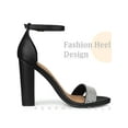 thumbnail image 4 of BLISSFUL STEP Open Toe Rhines Ankle Strap Block Heel Sandals for Women, 4 of 6