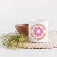 thumbnail image 2 of Be a Warrior Not a Worrier Quote with a Smiling Flower Art Merch Gift, White 11oz Ceramic Mug, 2 of 5