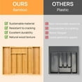 thumbnail image 4 of 3pcs Expandable Bamboo Kitchen Drawer Organizer – Adjustable Cutlery Tray for Utensils, Silverware, and Flatware – 5 to 7 Slots Bamboo Drawer Divider for Kitchen Storage (Natural Wood), 4 of 7