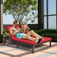 thumbnail image 5 of Costway 2-Person Patio Rattan Lounge chair Chaise Recliner Adjustable Cushioned Red, 5 of 12