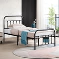 thumbnail image 2 of Fulljojor Steel Platform Bed Metal Platform Twin Bed Frames with Headboard, 2 of 7