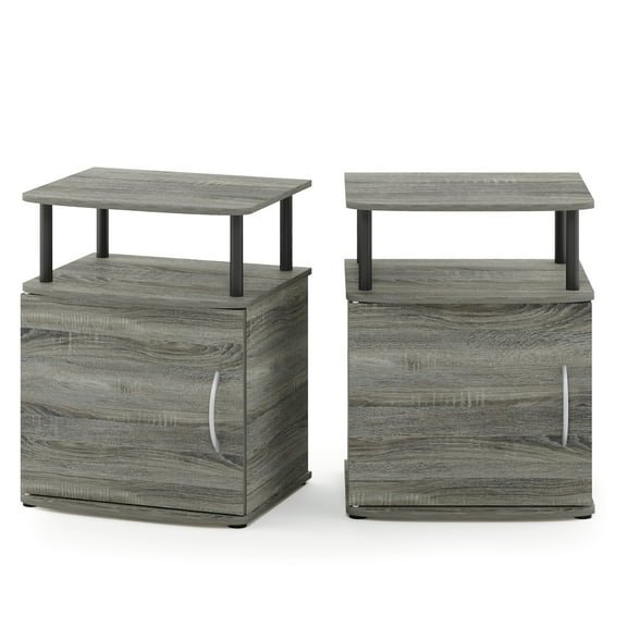 Furinno Tidur Utility Design Nightstand, Bedside Table, Black, Set of 2