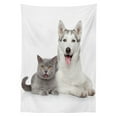 thumbnail image 3 of Ambesonne Cat Tablecloth Rectangular Table Cover, Animals Pets Dogs Digital, 60"x90", White and Grey, 3 of 4