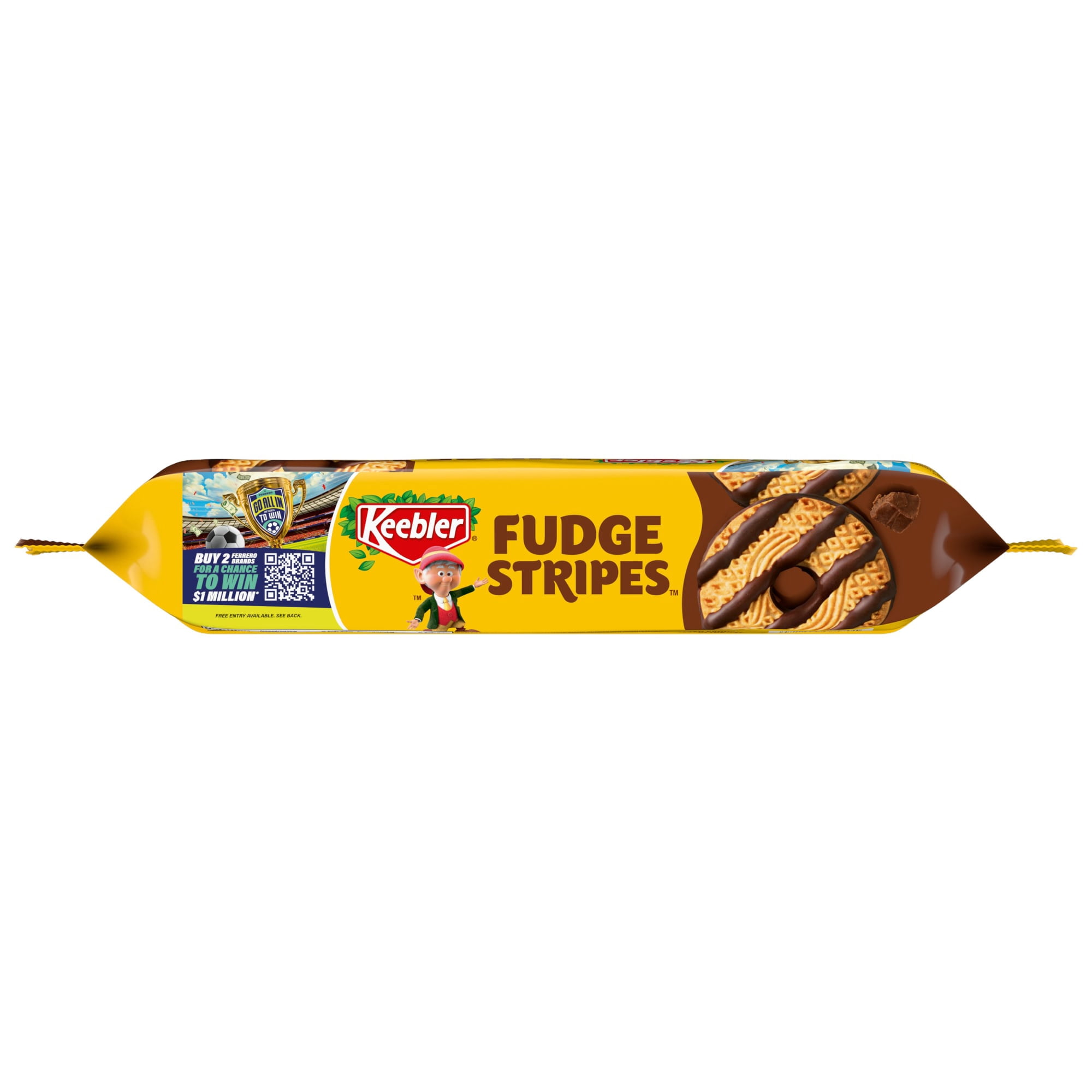 OVER THE STRIPES - Cookie Keebler, Fudge Stripes Cookies, 11.5 oz, Original Shortbread
