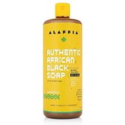Authentic African Black Soap All-in-One - Body Wash, Facial Cleanser, Shampoo, Shaving, Hand Soap - Perfect for All Skin Types - Fair Trade, No Parabens, Cruelty Free, Vegan, Peppermint 32 Fl Oz