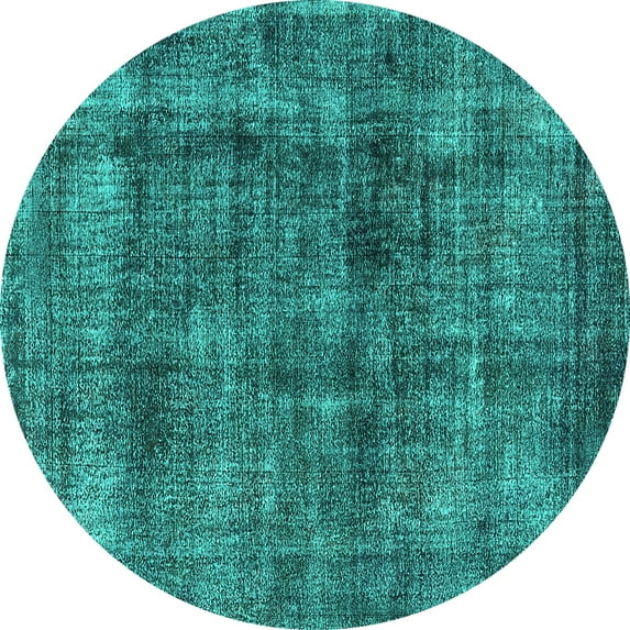 Ahgly Company Indoor Round Oriental Turquoise Blue Industrial Area Rugs, 6' Round