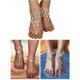 thumbnail image 3 of 6 piezas de joyería para pies, sandalias descalzas para mujer, tobilleras con diamantes de imitación, cadena de pie bohemia para playa, boda, día de San Valentín, 3 of 5
