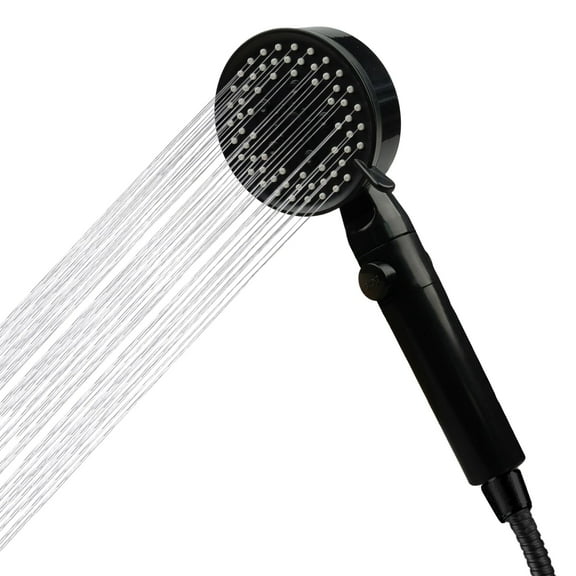 FORICOM High-pressure shower head with pause button, 5 spray modes shower, water-saving showerhead, portable shower head,Black Shower Head, 5-Way High Pressure Handheld Shower Head