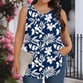 thumbnail image 1 of XUNKUSGA Débardeurs Grande Taille pour Femmes Été Sans Manches Tunique Col Rond Décontracté T-Shirts Amples pour Femmes Mode Été Tunique Plissée Florale Blouses,L,Bleu, 1 of 6