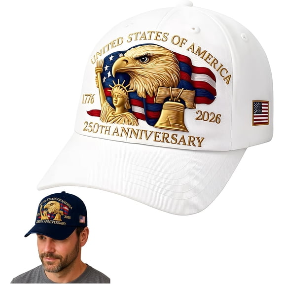 1776-2026 Baseball Cap United States 250th Anniversary Eagle Handmade Embroidery Hat for Men Women Adjustable