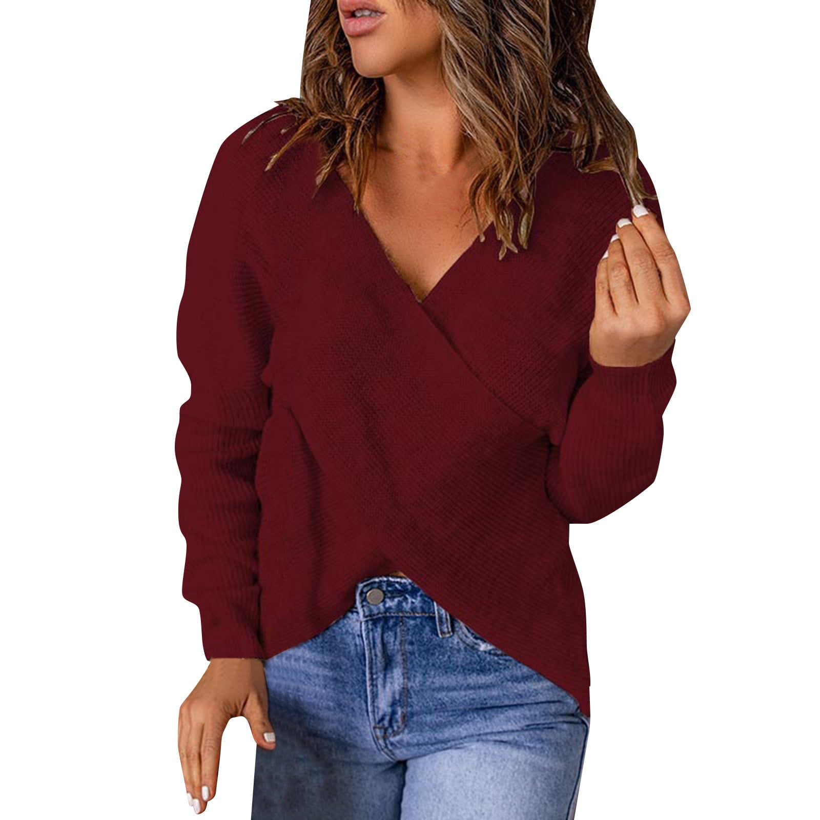 voormalig desinfecteren krom KmaiSchai Maroon Sweater Dress For Women Women Autumn And Winter Loose  Casual Fashion Solid Color V Neck Pullover Backless Sweater Pullover Plain  Sweater Sweater Cute - Walmart.com
