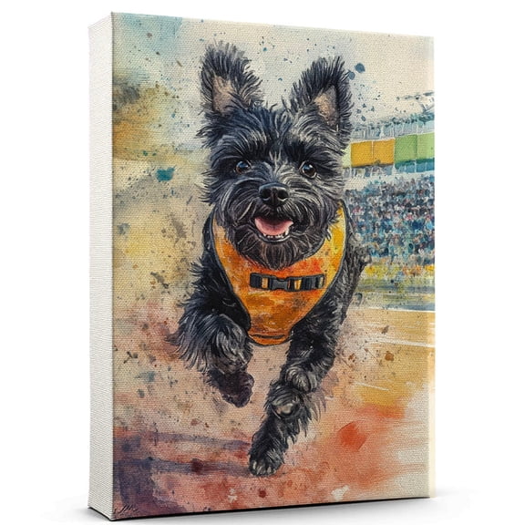 Affenpinscher Dog Stretched Canvas Size 8x12 – Running Canvas Print of Funny Affenpinscher Dog Wall Art, Running Sports Wall Decor, Home Decor, Dog Lover