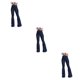 thumbnail image 4 of Guardurnaity Pantalones vaqueros de pierna ancha para mujer, pantalones largos de cintura alta, pantalones vaqueros informales elásticos de Type1 NO1, 4 of 6