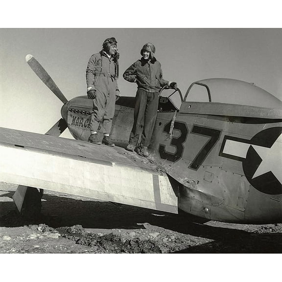 P-51D Mustang Tuskegee Airmen Red Tails - 12x18 Inch Laminated Aviation Poster - Stunning Detail and Bold Colors