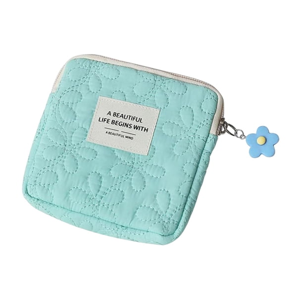 Bolsa para guardar servilletas, moderna y bonita, portátil, con bolsillo con cierre de cremallera. Azul