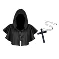 thumbnail image 4 of Capa de Halloween Capa del Gótica con Collar de Cruz Chal Capelet Disfraz Grim Cowl Poncho con Capucha Capa de Mago para Mujeres Hombres Negro Salvador Dali Capa con capucha, 4 of 10