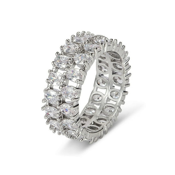 Anillos para mujer, regalos para mujer, anillo de diamantes dobles con incrustaciones rojas, muy popular.
