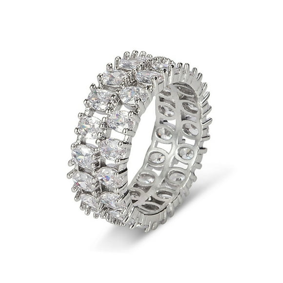 Anillos para mujer, regalos para mujer, anillo de diamantes dobles con incrustaciones rojas, muy popular.
