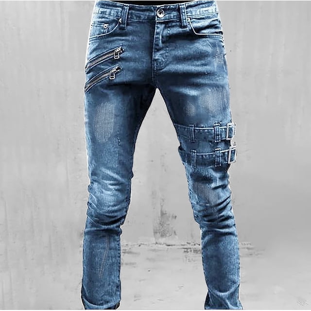 Product classification Men's Jeans Product title Slim Casual Fit Mid-Rise Straight Jeans for Men Platform competitor titles Ripped Casual Mid-Rise Slim Jeans for Men Straight Trousers end#title