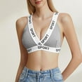 thumbnail image 2 of ManxiVoo Contrast Trim Bralette with Fashionable Letter Detail Comfortable Wireless Triangle Cup Top L Size Grey, 2 of 4