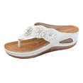 thumbnail image 2 of RotHome Platform Sandals for Women Wedge Heels Flip Flops Comfortable Dressy Slip On Thong Summer Shoes Adjustable Straps for Wedding Travel Daily Casual White, 2 of 9