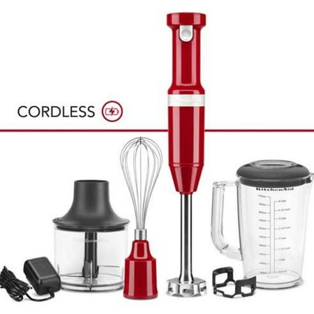 KitchenAid - Cordless Variable Speed Hand Blender with Chopper and Whisk attachment - KHBBV83 - Empire Red