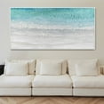 thumbnail image 3 of Large Abstract Green Seascape Handmade Oil Painting Thick Textured Beach Wall Art Home Decor Wall Decor Modern Living Room, 3 of 5