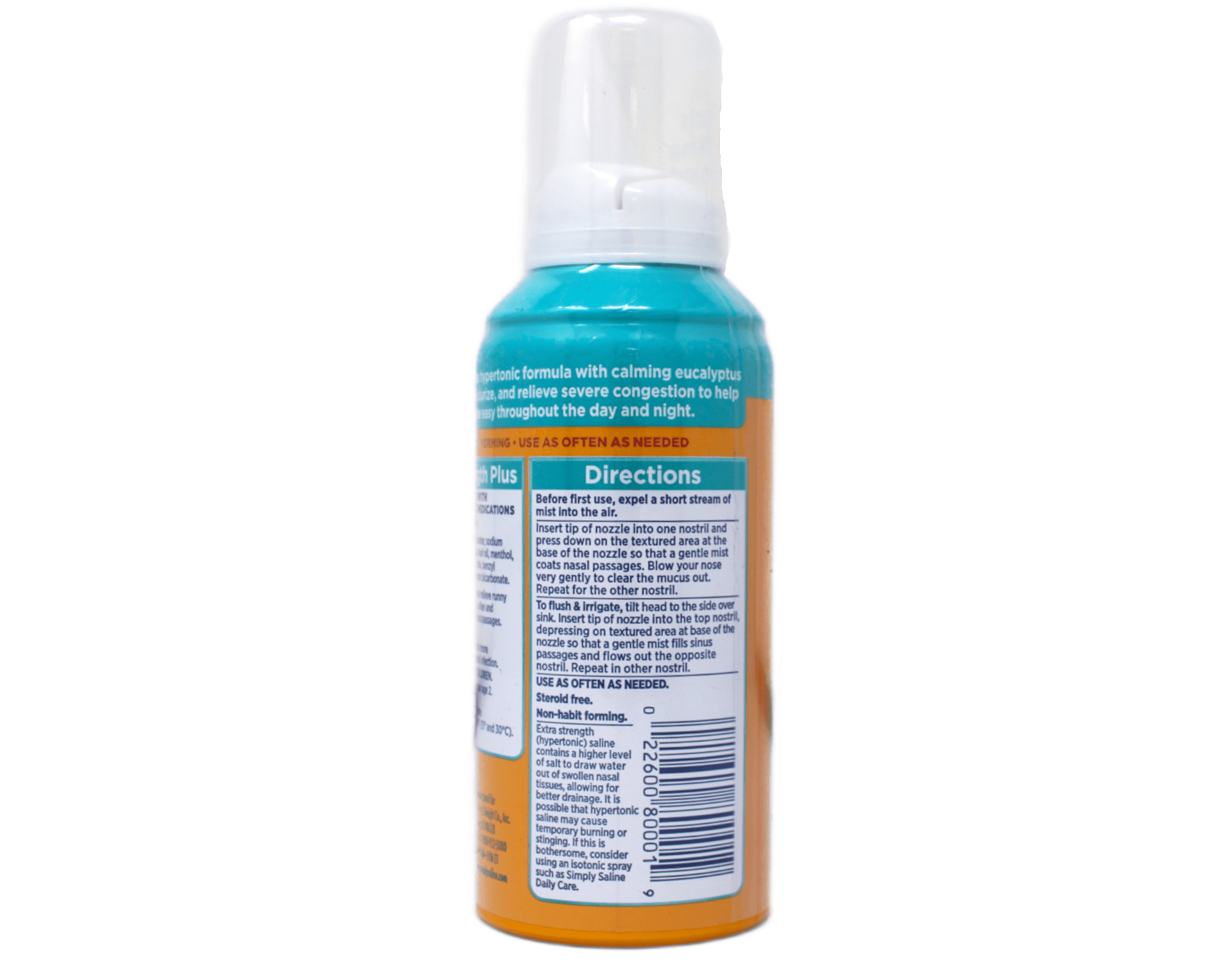 ARM & HAMMER Simply Saline Extra Strength Plus Eucalyptus Nasal Mist for Severe Congestion, Drug-Free Saline Spray, 4.6 oz Pack of 5