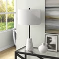 thumbnail image 4 of Evelyn&Zoe Killian 25.5" Modern Marble and Metal Table Lamp with White Drum Fabric Shade, 4 of 7