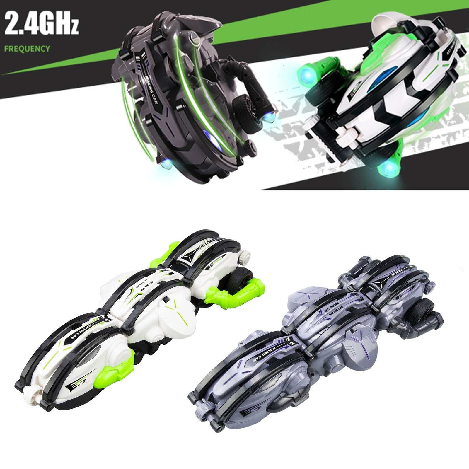 2.4GHz Remote Control Stunt Car with Lights 360° Rolling Function