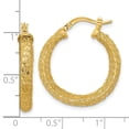 thumbnail image 2 of 14k Solid Yellow Gold Polished and Textured Hoop Earrings 25.5x24mm Wide 3.8mm Thick Hoop Earring for Women, 2 of 2