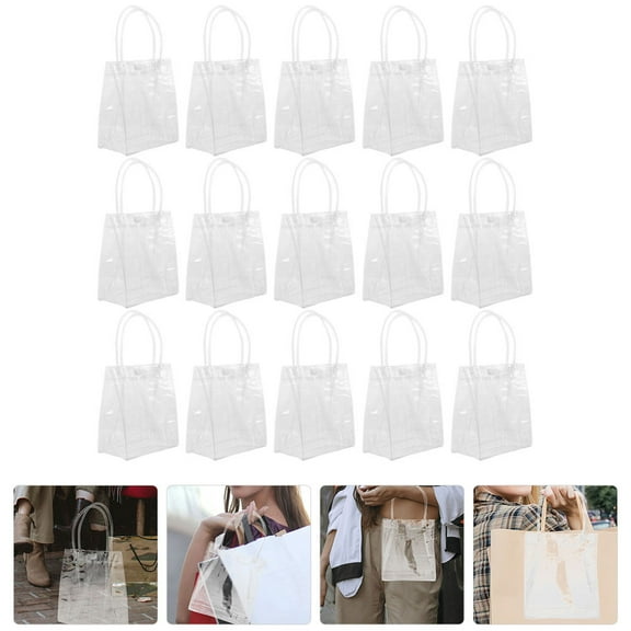 Raindrops 24Pcs Clear Gift Tote Bag Gift Wrap Bag Reusable Plastic Retail Shopping Bags