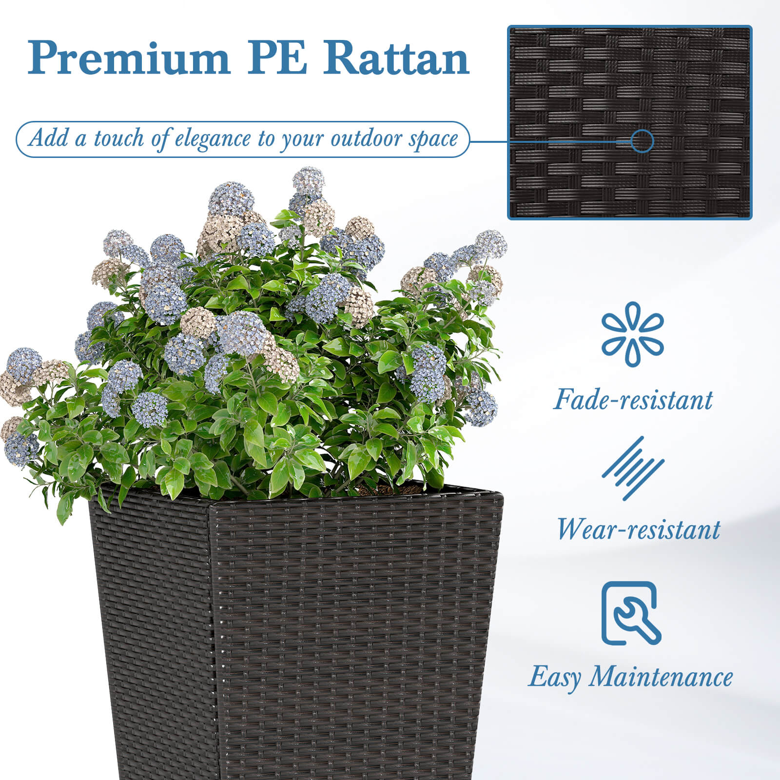 Costway 30” Tall Flower Pot Set of 2 Planter Pots with Open-ended Base & Non-woven Soil Bag