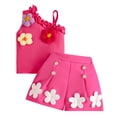 thumbnail image 4 of qelini Sleeveless Top and Shorts Set Girls 0-3Years 3D Floral Ribbed Knit Summer 2 Piece Outfit Summer Sets, 4 of 8