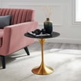 thumbnail image 2 of Sofa Side Table, Round, Black Gold, Artificial Marble, Metal Steel, Modern Contemporary Mid-Century, Living Lounge Cafe Room Hotel Lobby Hospitality, 2 of 6
