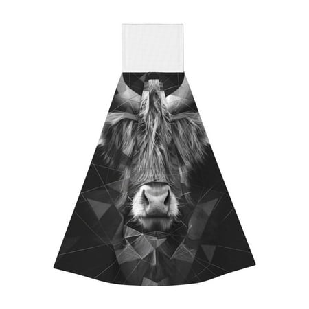 

Zufioo Geometric Bull Design Print Coral Fleece Velcro Hand Towel Hangable Absorbent Hand Towel Suitable for Kitchen Bathroom Household Items