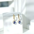 thumbnail image 3 of Rosec Jewels Lab Grown Blue Sapphire Drop Earrings with Moissanite for Women - 5X7 mm, 10K Yellow Gold, 3 of 7