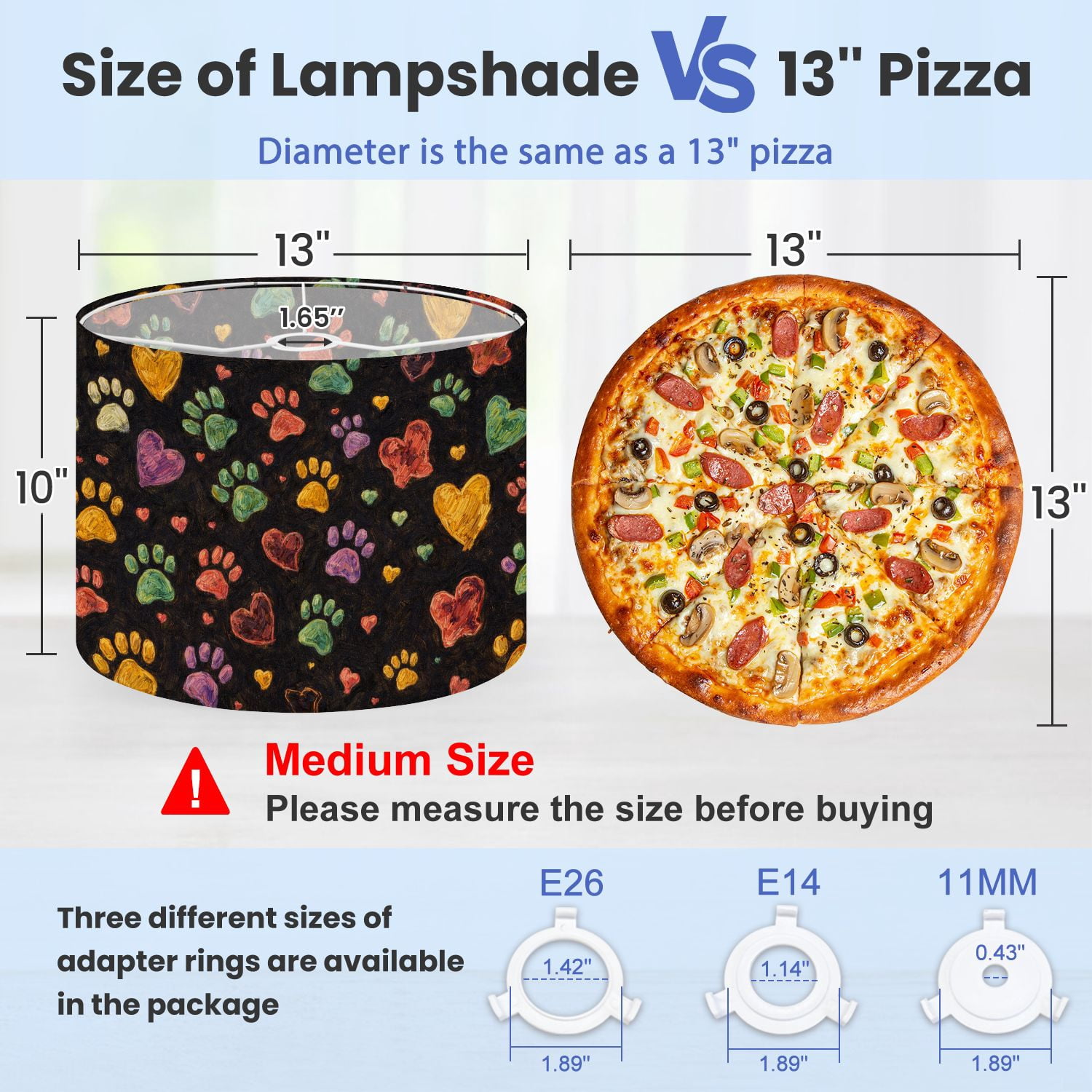 Lampshades 2 Pack Colorful doodle paw fabric black 13"x13"x10" Light Shade for Table Lamps Floor Lamp Shades Lampshade Replacement Easy Assembly