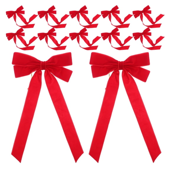 Moluckfu 12Pcs Red Velvet Ribbon Bows for Christmas Tree Wreath Front Door Holiday Decor