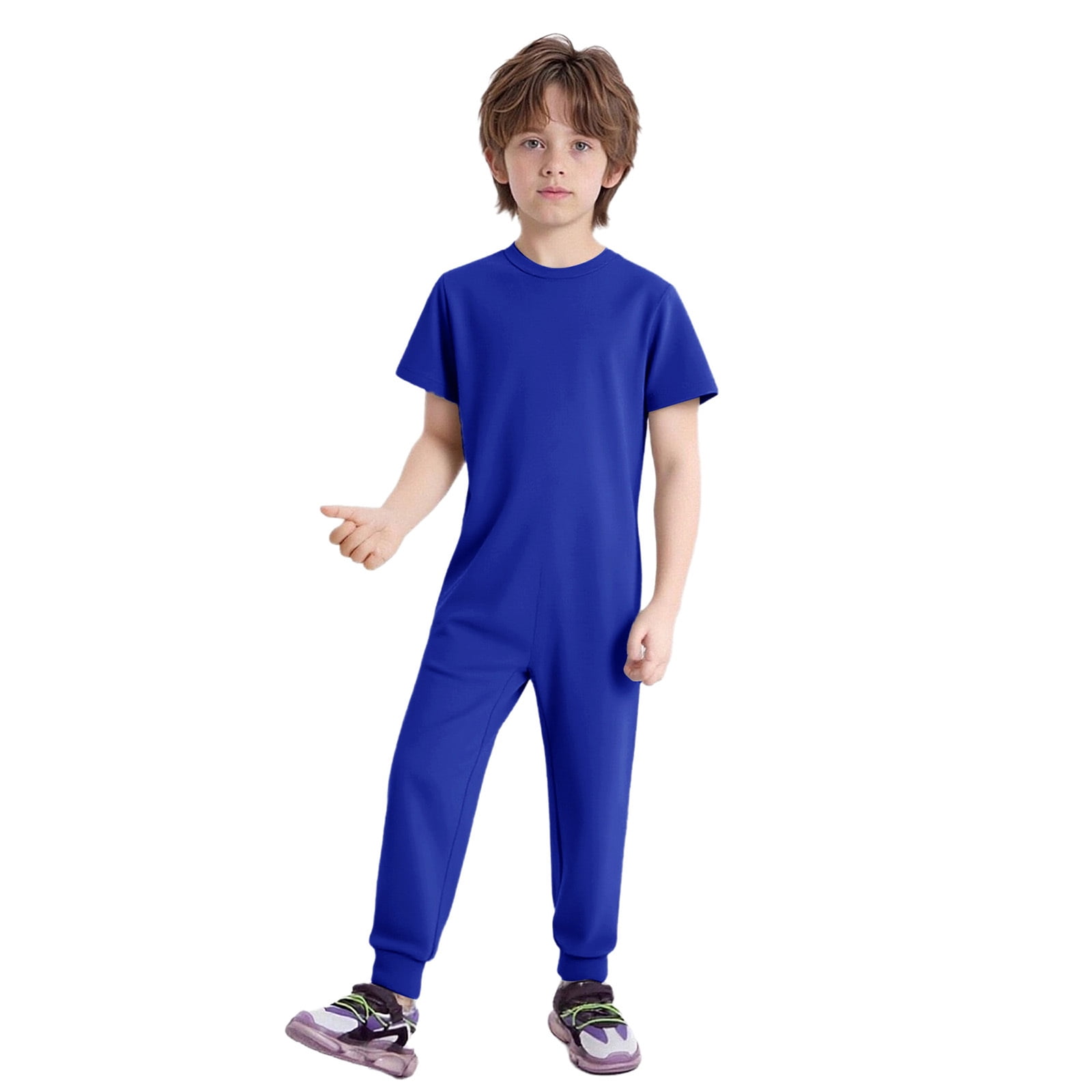 iiniim Boys Special Needs Bodysuit Full Length Jumpsuit One-Piece Romper Playsuit Adaptive Clothes Blue 8