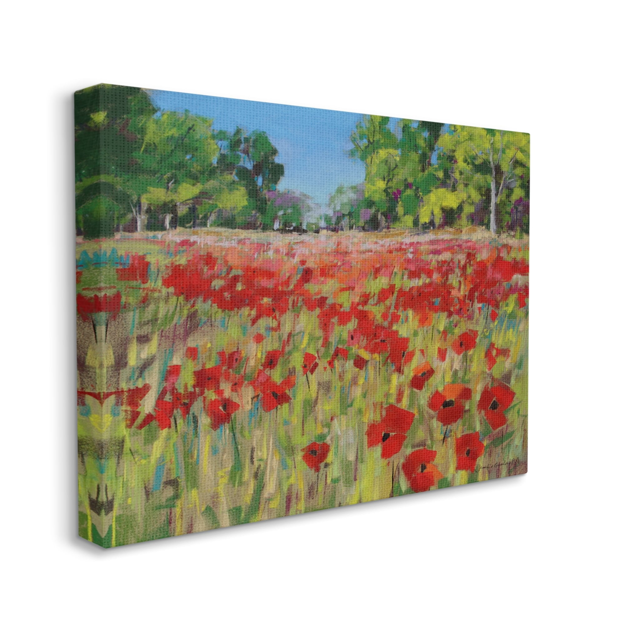 Stupell Vivid Poppy Field Modern Scenery Botanical & Floral Painting Gallery Wrapped Canvas Print Wall Art