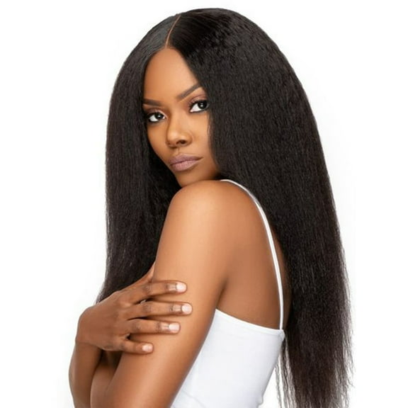 Women's long layered wig, natural wave wig, human hair side parting, heat resistant, lightweight, tangle free, suitable for daily use and clothing